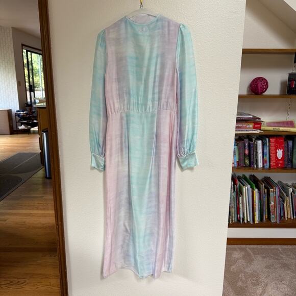 Hill House Home Tati Duster Mulberry Silk Rainbow Pastel Tie Dye Robe Size 2 - Picture 2 of 4